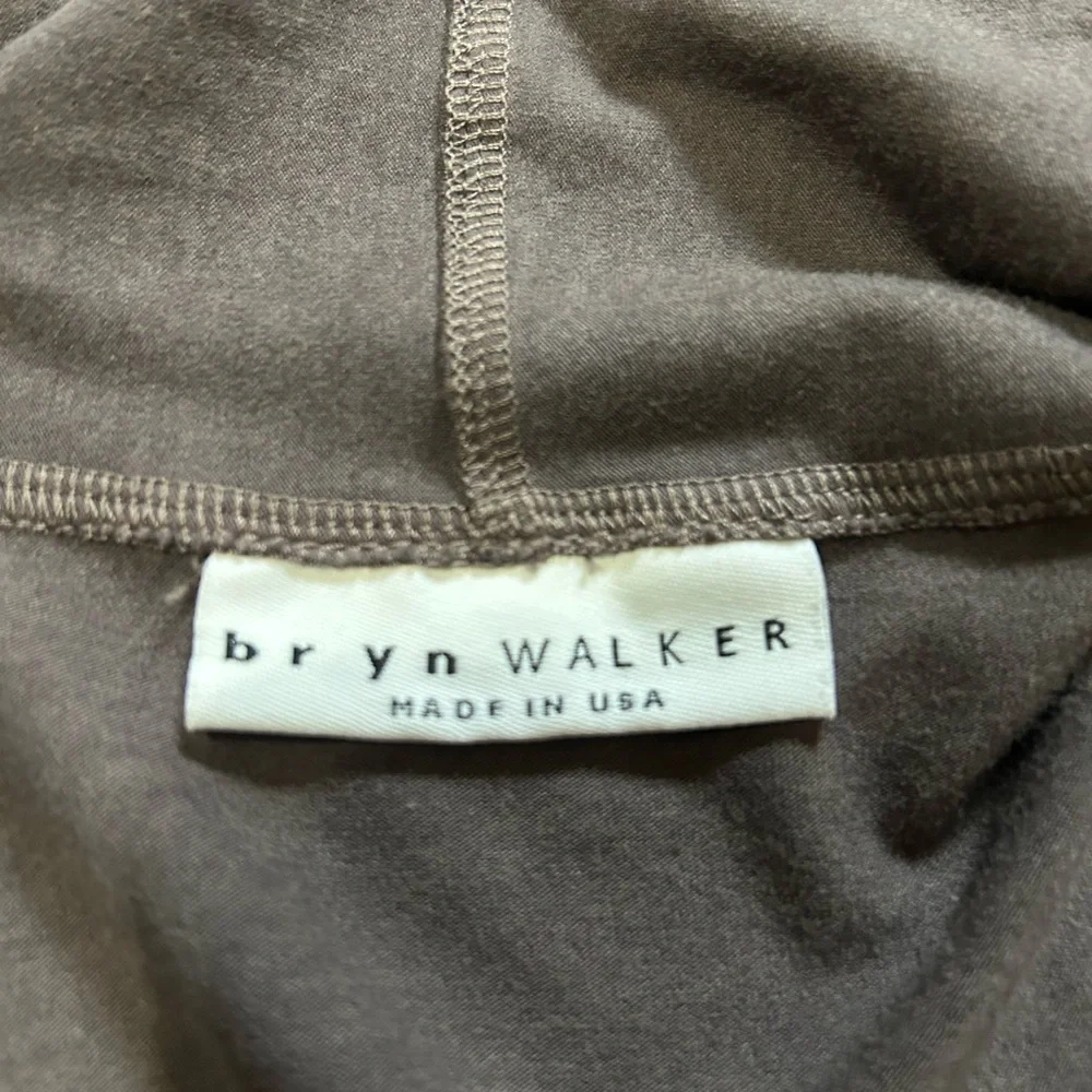 Bryn Walker Taupe Jersey High Low Open Draped Sleeveless‎ Cardigan Bamboo Sz L
